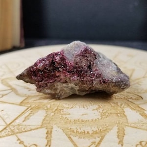 Deep Pink Congo Cobaltoan Calcite Druzy Sparkles and Brown Calcite Specimen Heart Chakra