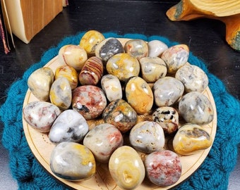 Crazy Lace Agate Tumble Polished Pocket Stone Lacey Crystal Mexico Happiness Wrappable Crystal Yellow Gray Red Grey Orange Pink Banded