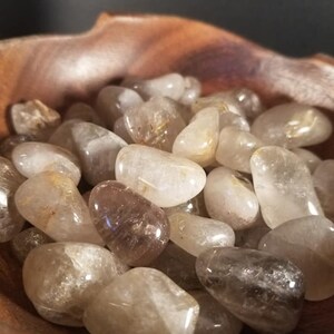Rutilated Quartz Clear and Smoky Tumbled Stones Meditation Crystal Chakra Stone