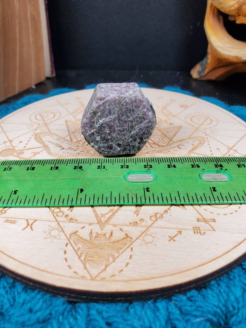 Record Keeper Ruby Hexagonal Etched Crystal- Raw Crystal Stone of Abundance- South India image 8