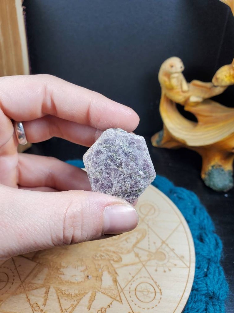 Record Keeper Ruby Hexagonal Etched Crystal- Raw Crystal Stone of Abundance- South India image 6