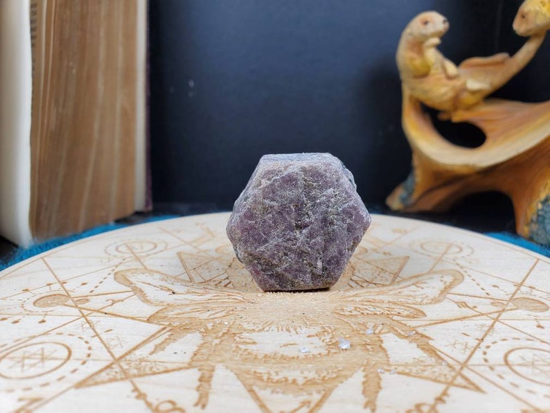 Record Keeper Ruby Hexagonal Etched Crystal- Raw Crystal Stone of Abundance- South India image 2
