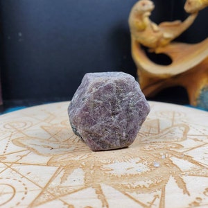 Record Keeper Ruby Hexagonal Etched Crystal- Raw Crystal Stone of Abundance- South India image 3