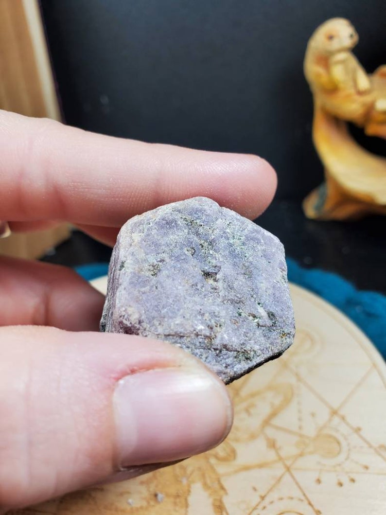 Record Keeper Ruby Hexagonal Etched Crystal- Raw Crystal Stone of Abundance- South India image 5