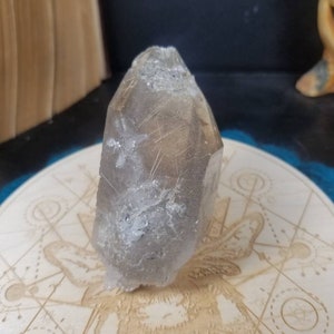XL Rutilated Etched Light Smoky Quartz Point Golden Rutile Terminated Point Smoky Quartz Natural Unpolished Rutile Rutilated