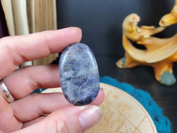 Iolite Palm Stone Blue Violet Crystal Polished Worry Stone Lightly