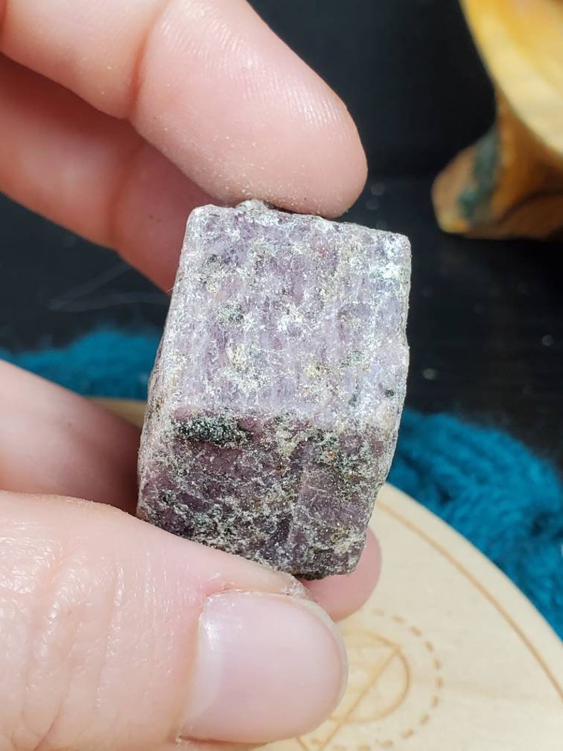 Record Keeper Ruby Hexagonal Etched Crystal- Raw Crystal Stone of Abundance- South India image 7