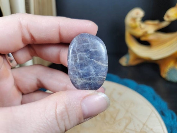 Iolite Palm Stone Blue Violet Crystal Polished Worry Stone Lightly Polished  Natural Purple Shaman Insight Intuition Journeys 