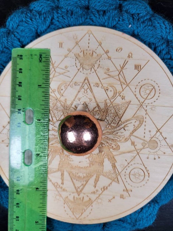 Sphere with Description Card COPPER 30mm >1" 5oz Precious Metal Ball CARVED 