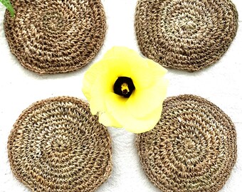 Coasters de cáñamo orgánico / respaldo de caucho reciclado / Fairtrade