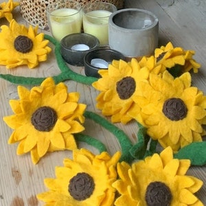 Wool Felt Sunflower Garland | Handmade pure wool felt sunny sunflower bunting