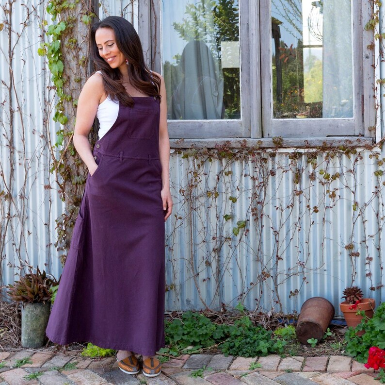 100% Cotton Overall Maxi Dress / Dungaree Maxi Dress 4 | Etsy