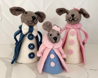 Fancy Mouse Family | Wool Felt, Ethically Made Mouse