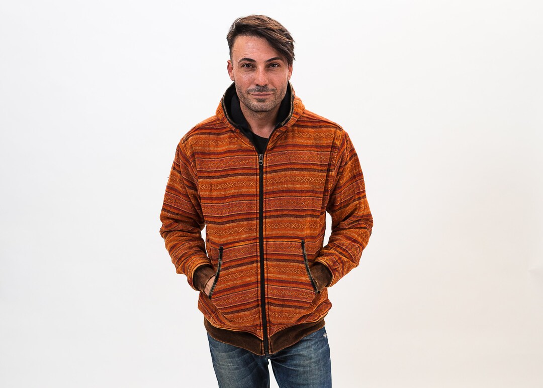 Thick Cotton Jacket With Hood Mens Hoodie Ethically Made in Etsy