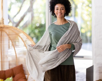 Cashmere + Cotton Shawl, Travel Wrap, Scarf, Throw | Natural Dyes | Fairtrade from Nepal