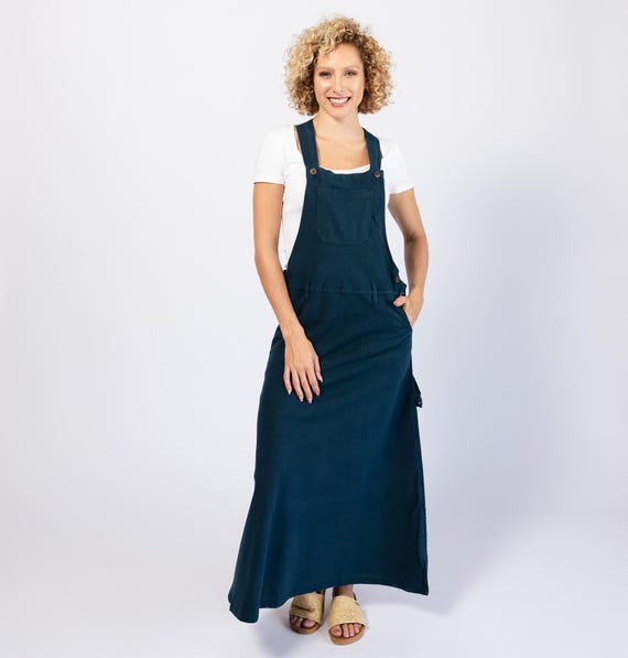 Cotton Overall Maxi Dress / Dungaree Maxi Dress - 5 COLOURS - Etsy Sweden