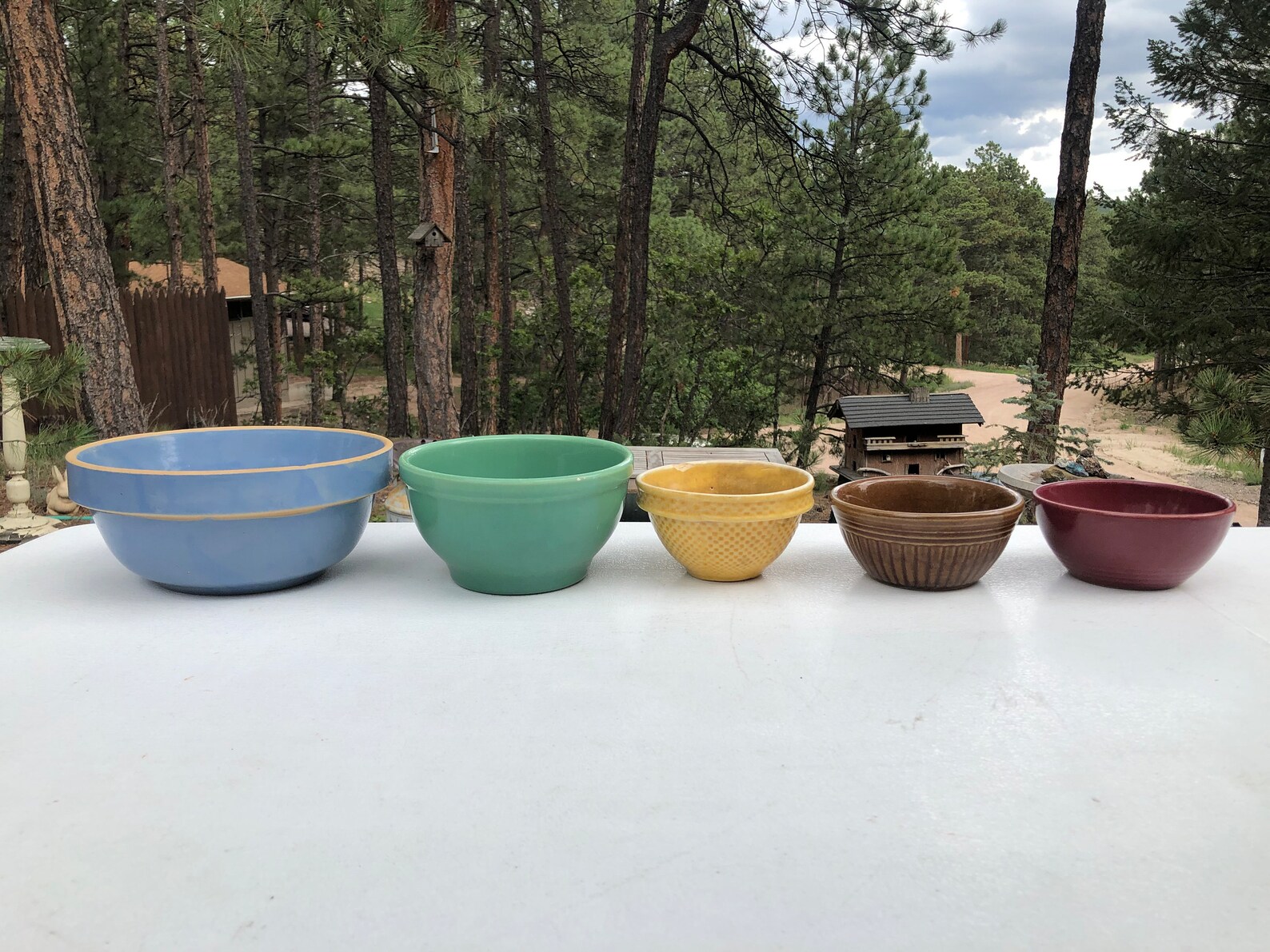 Antique Stoneware Mixing Bowls Set of 5 Altogether Farmhouse Etsy