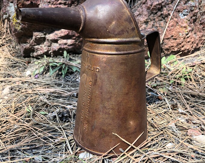 Vintage Galvanized Oil Can Funnel One Quart Spout Gas Filling Etsy