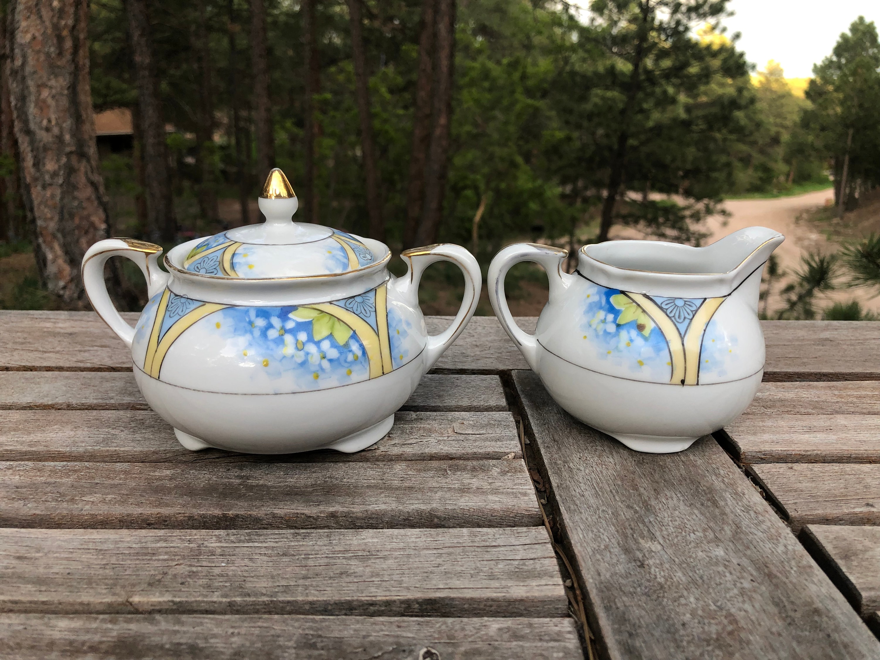 Vintage Noritake Hand Painted Made In Japan Creamer & Sugar Etsy