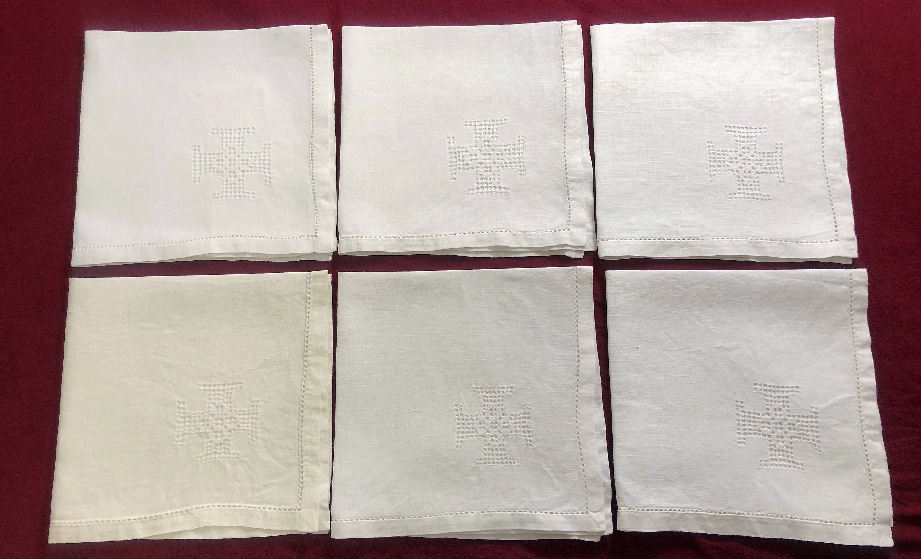 Vintage Linen Embroidered Cutwork Cross Napkins Set of 6 - Etsy Vintage Linen Embroidered Cutwork Cross Napkins Set of 6 - Etsy