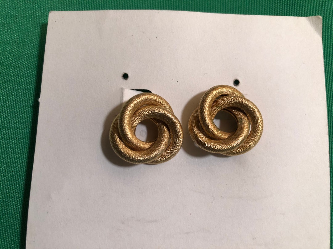 Vintage Sarah Cove Knot Stud Clip Earrings Gold Tone Knot - Etsy