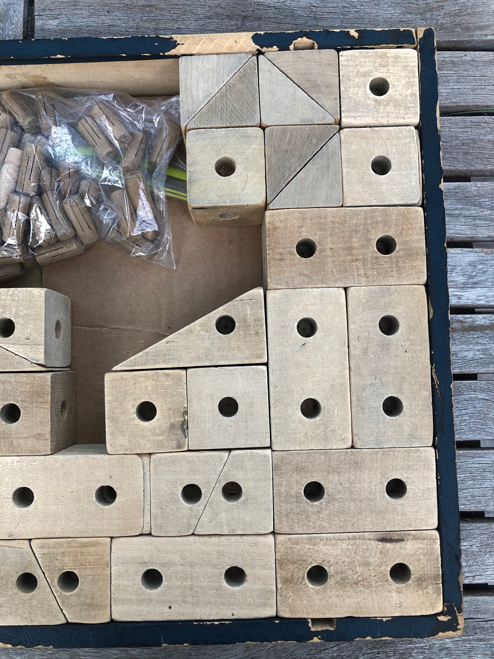 Antique Wood Peg Lock Blocks Set Antique Building Block Set Etsy