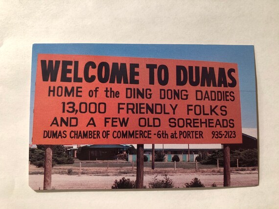 Welcome To Dumas Home Of The Ding Dong Daddies Texas Vintage Etsy