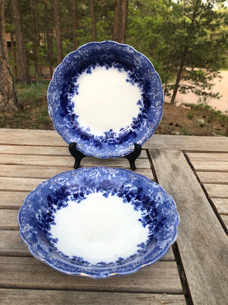 Ridgway Dundee Flow Blue Soup Bowls Set of 2 Antique Etsy