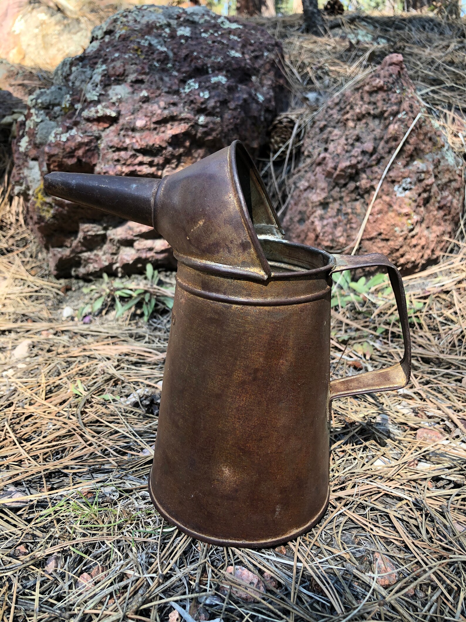 Vintage Galvanized Oil Can Funnel One Quart Spout Gas Filling Etsy