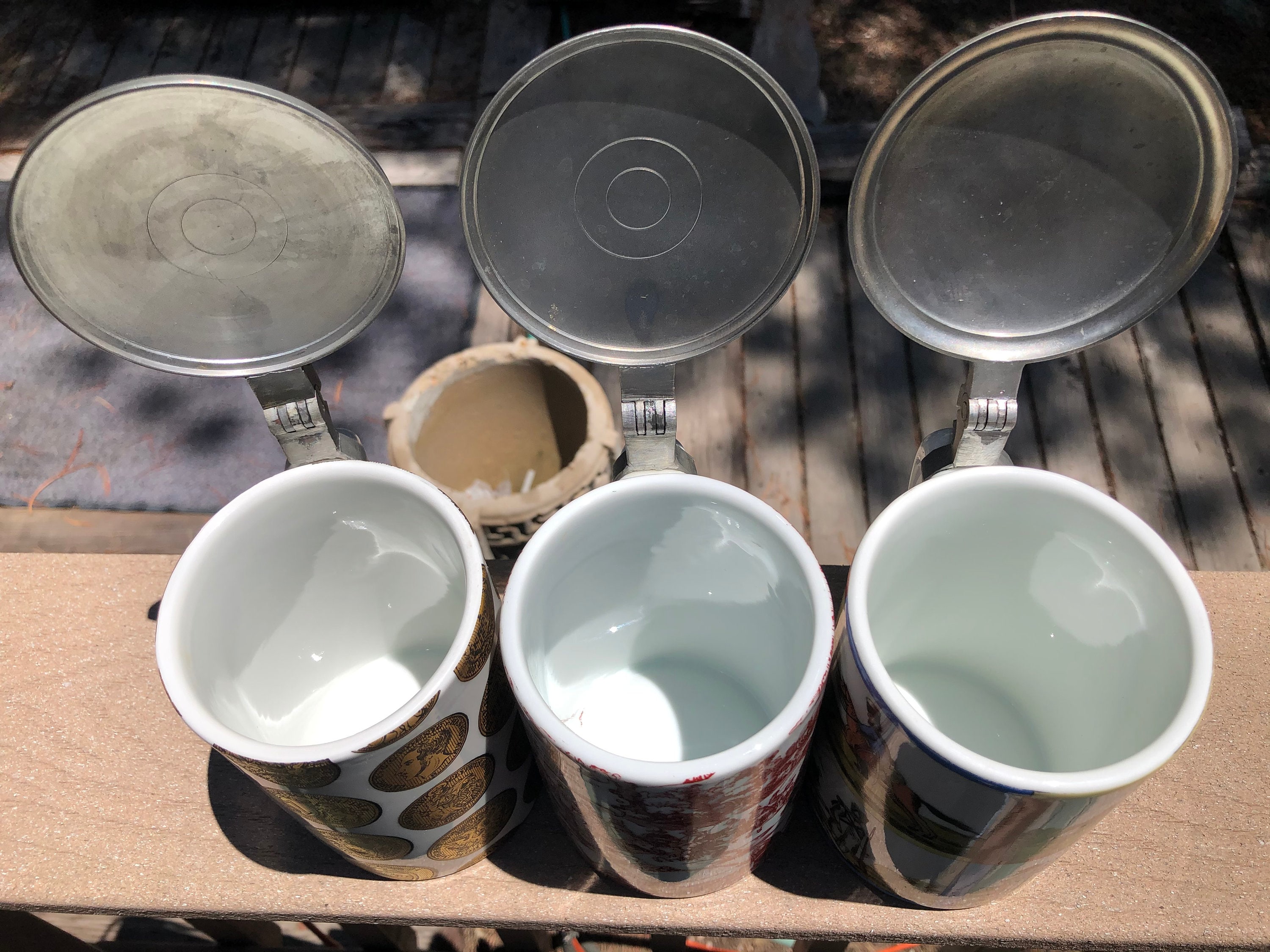 Vintage Beer Steins With Pewter Lids Set Of 3 Etsy