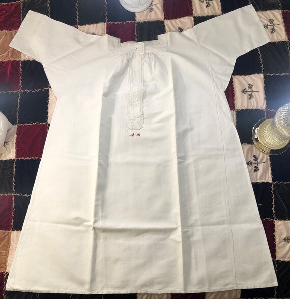 Antique French Linen Nightgown/Smock - image 1