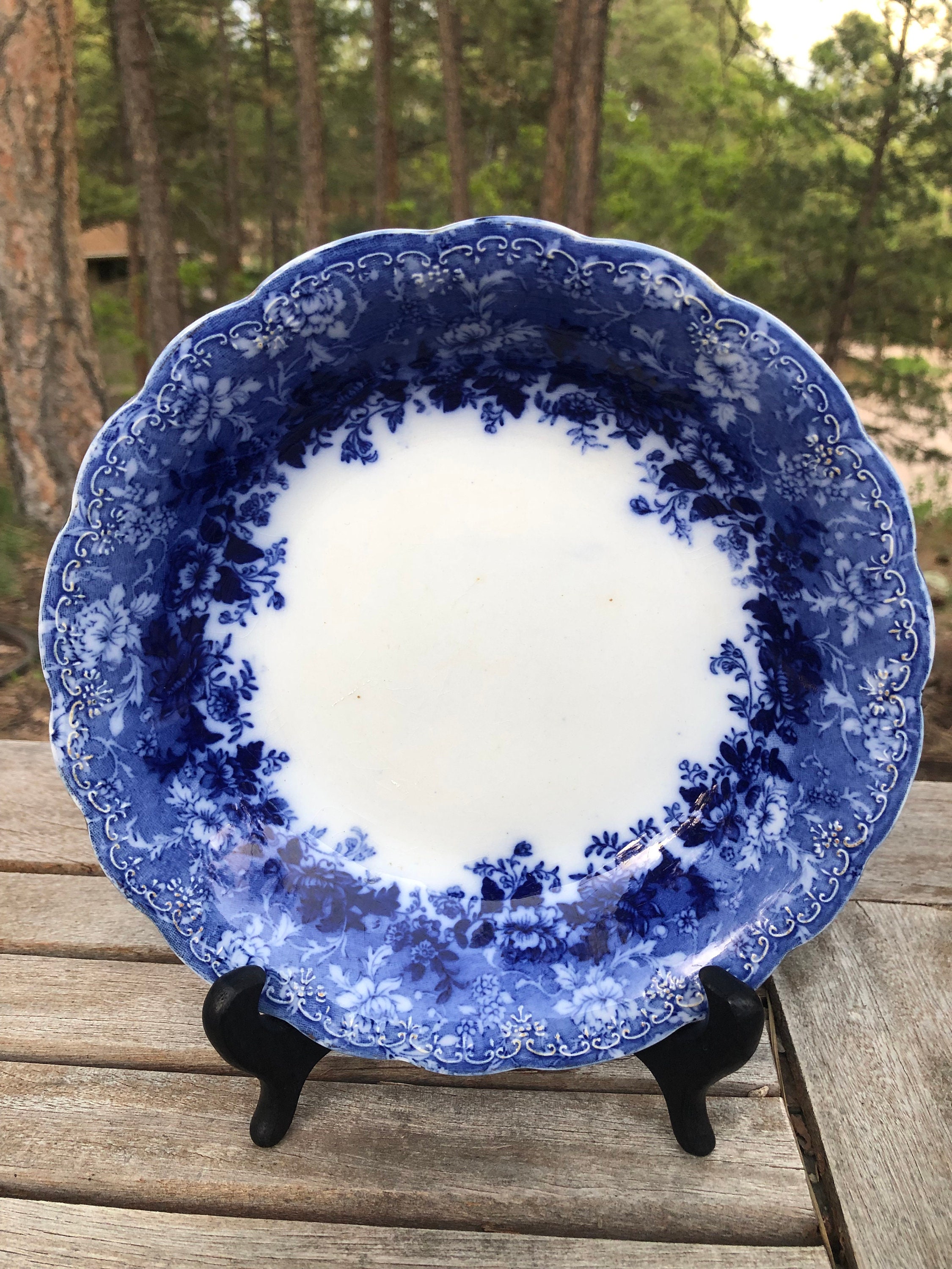 Ridgway Dundee Flow Blue Soup Bowls Set Of 2 Antique Etsy