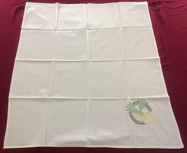 Vintage Embroidered Large Linen Tea Towels Set of 6 Etsy
