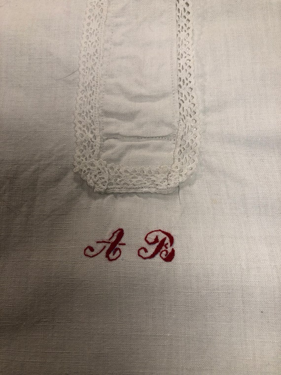 Antique French Linen Nightgown/Smock - image 8