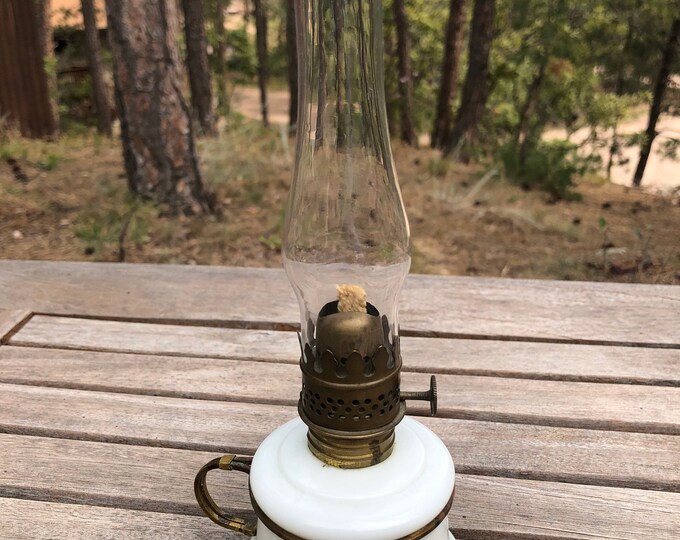 Antique Miniature Kerosene Oil Lamp Embossed NUTMEG Milk Etsy