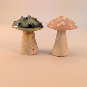 Two Mushrooms Handmade Ceramic, Mini Mushroom Ornaments, Pottery Gifts for him and her