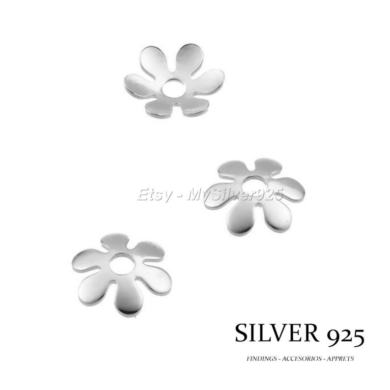 9mm 2, 10 ou 50 Coupelles Fleurs Coupelles en Argent 925 image 1