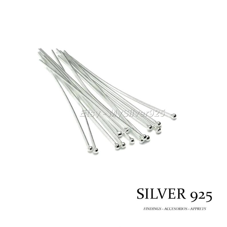 Ball Head 30, 50 or 60mm 10 or 100 925 silver ball head nails Decreasing price image 1