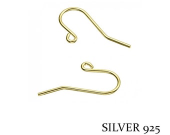 2, 10 or 100 Hooks in 925 Silver Plated 18 Carats Gold - Decreasing Price