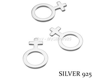 1 or 10 Feminine Symbols in 925 Silver - Feminine Symbol Charm
