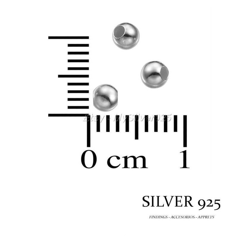 K&ouml;nnte beinhalten: Drei silberne Perlen mit einem Durchmesser von 0 cm bis 1 cm. SILVER 925 FINDINGS - ACCESORIOS - APPRETS