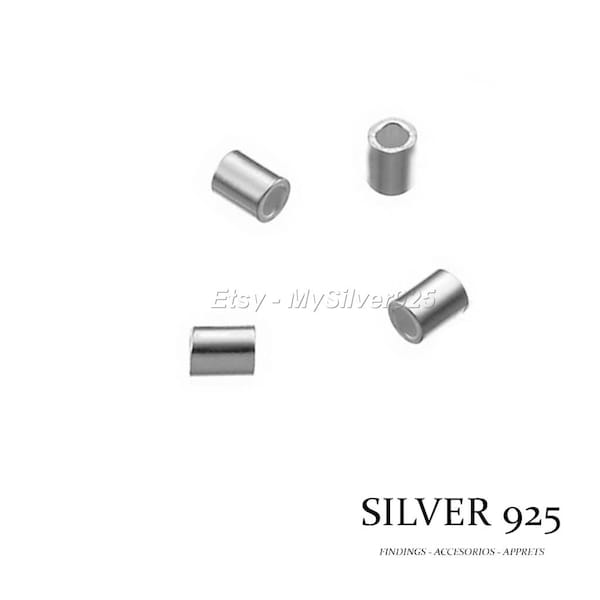 1.5x2mm - 10, 100 ou 1000 Perles à Ecraser en Argent 925 - Tarif Dégressif