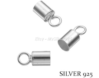 4mm - 2, 10 o 100 Puntas de Plata Pegadas 925 para Cordón de 4mm - Tasa Degresiva