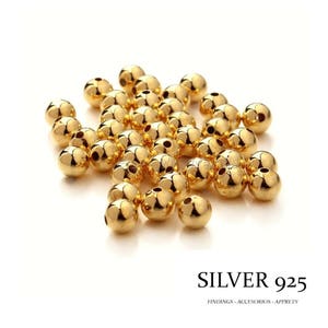 3mm - Gold plated 18K - 10, 100 or 1000 Pearls in Silver 925 with Galvanizing Gold 18 Carats - 1 or 3 microns of choice