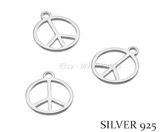 1 ou 10 Breloques Peace and Love 7mm en Argent 925 - Breloque Paix et Amour