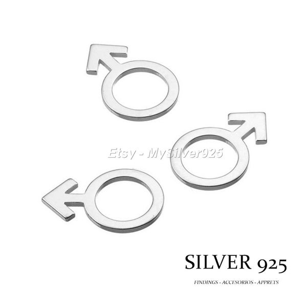 1 ou 10 Symboles Mâle en Argent 925 - Breloque Symbole Masculin