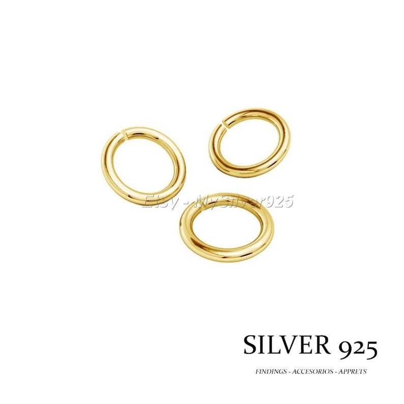 7x1mm 10, 100 or 1000 Open Rings in 925 Silver plated with 18 Carats Gold Decreasing Price image 1