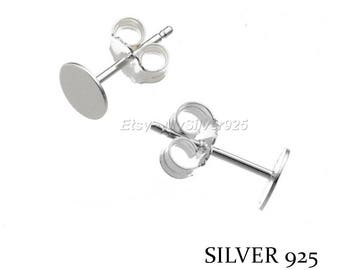 6mm - 2個、10個、または50個の925スターリングシルバー製ディスクネイル - まとめ買い割引あり