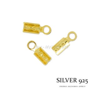 Extremidades de crimpagem de 2 mm - 2, 10 ou 100 para cabo de 2 mm em prata 925 banhada a ouro de 24 quilates - preço decrescente