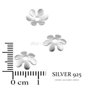 9mm 2, 10 ou 50 Coupelles Fleurs Coupelles en Argent 925 image 2